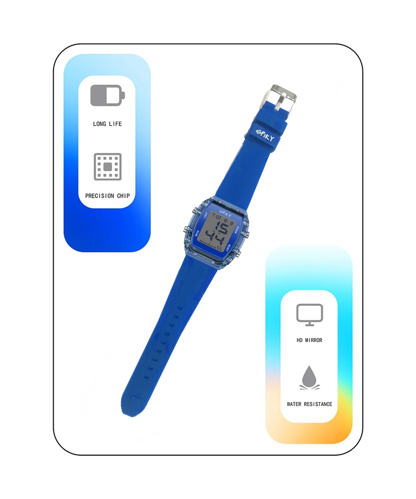 Spiky Digital Sports Watch for Kids -- EVA36 Blue