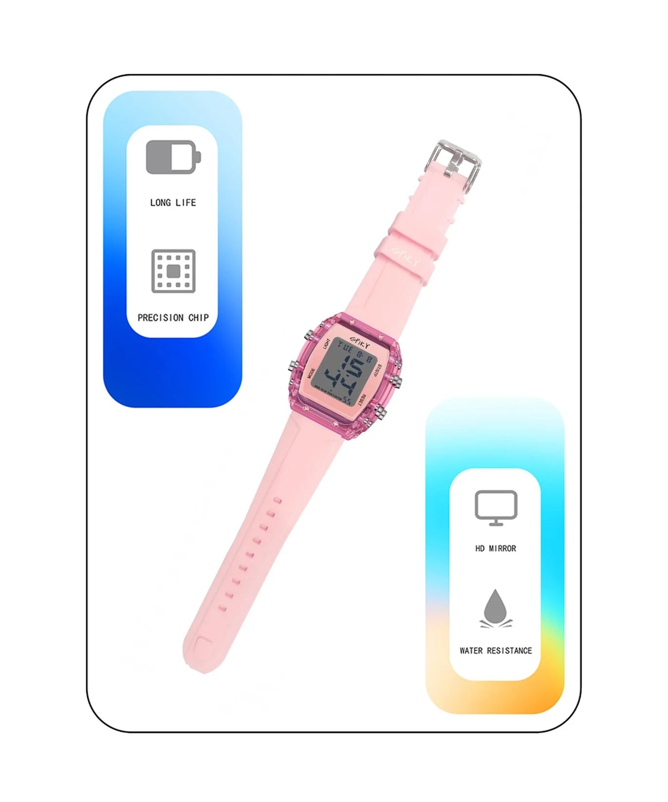 Spiky Digital Sports Watch for Kids -- EVA36 Pink