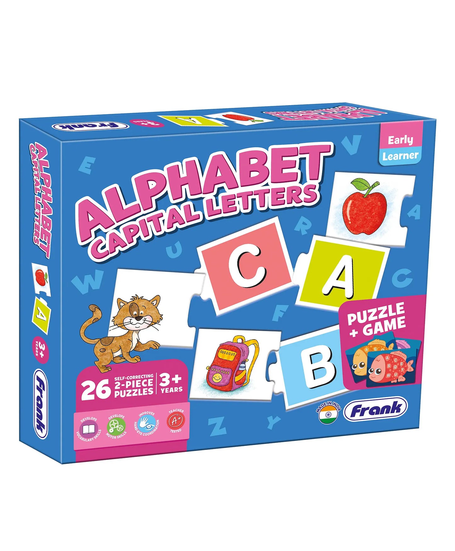Frank Early Learner - Alphabet Capital Letters 26 Self-Correcting 2-Piece Puzzles