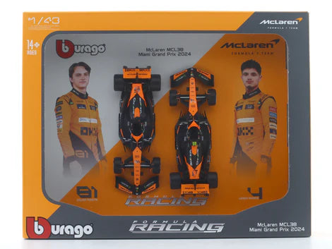 Bburago 1/43 Formula Racing Mclaren MCL38 Twin Pack
