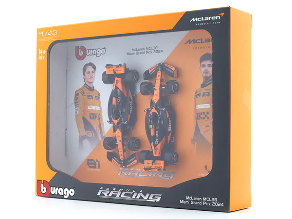 Bburago 1/43 Formula Racing Mclaren MCL38 Twin Pack