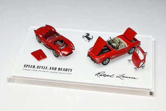 GFCC 1/64 Ferrari From The Ralph Lauren Collection 250 GT California Spyder & 250 Testa Rossa Handmade Models With Acrylic Case. Limited To 399 Units