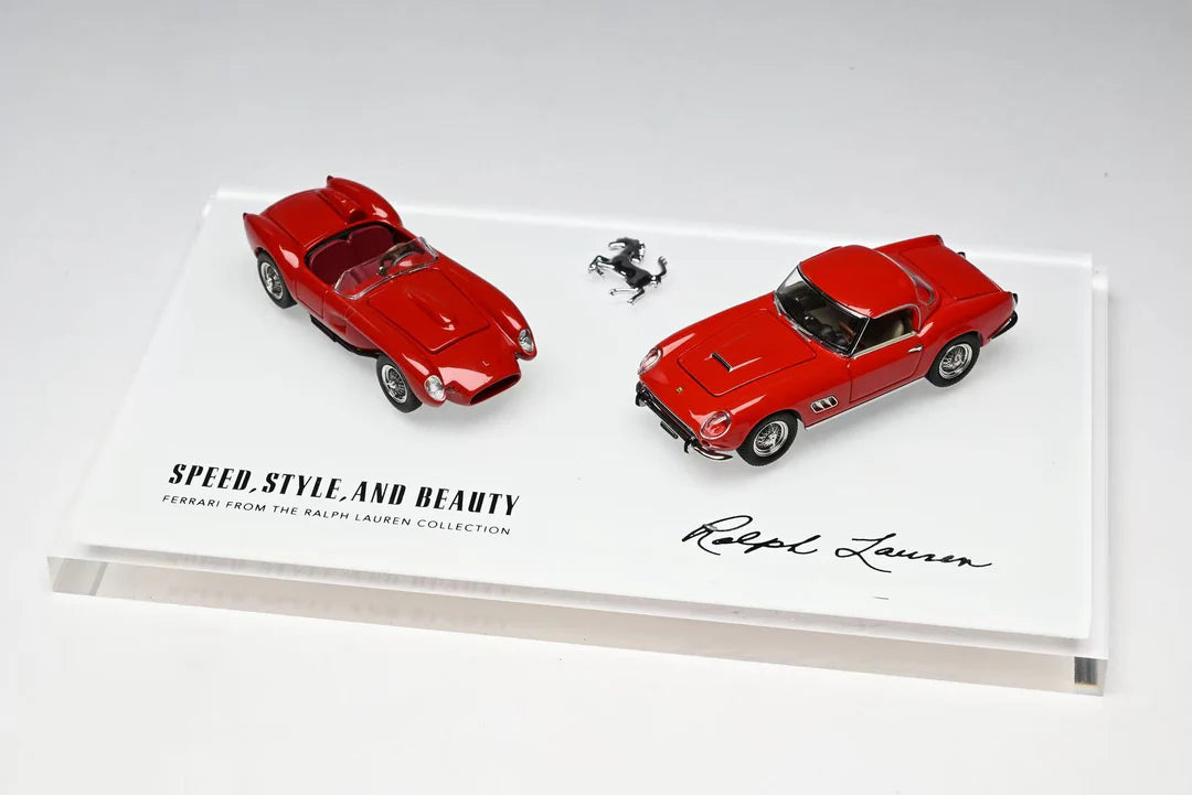 GFCC 1/64 Ferrari From The Ralph Lauren Collection 250 GT California Spyder & 250 Testa Rossa Handmade Models With Acrylic Case. Limited To 399 Units