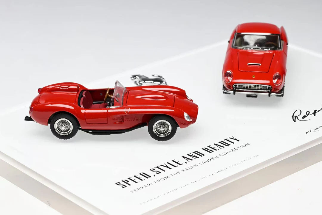 GFCC 1/64 Ferrari From The Ralph Lauren Collection 250 GT California Spyder & 250 Testa Rossa Handmade Models With Acrylic Case. Limited To 399 Units