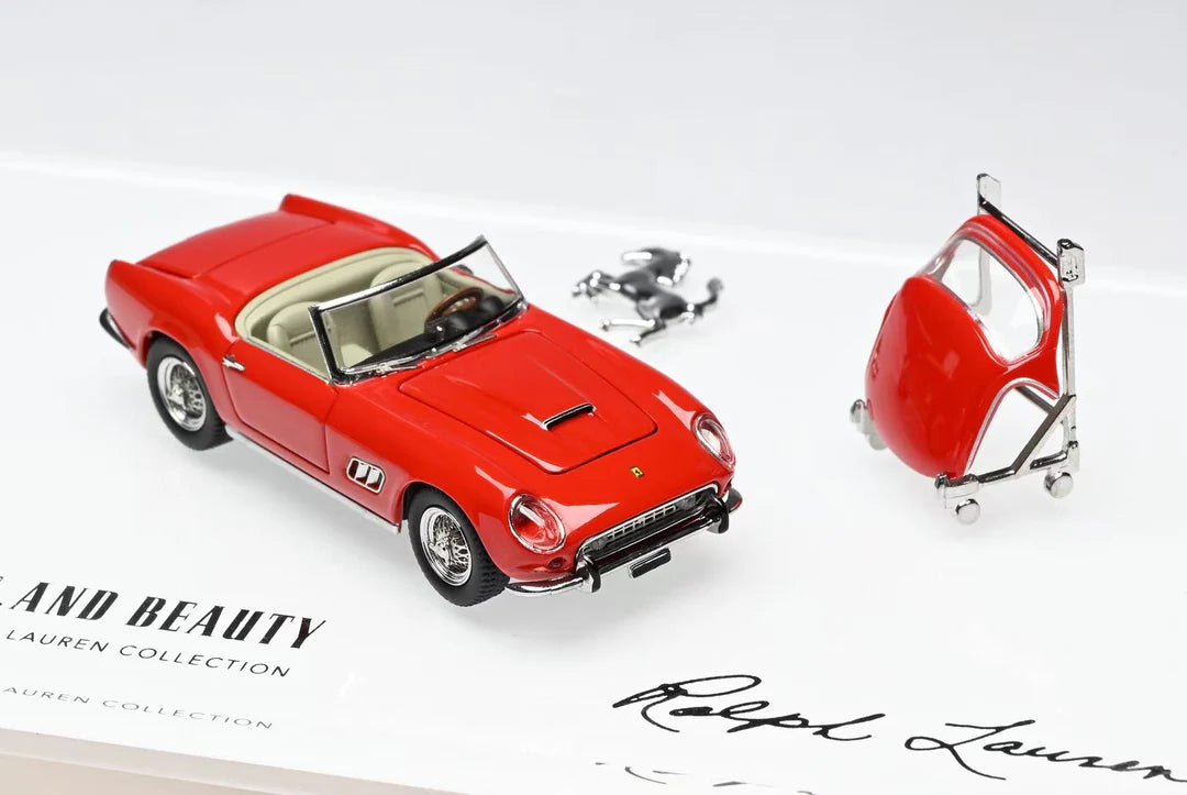 GFCC 1/64 Ferrari From The Ralph Lauren Collection 250 GT California Spyder & 250 Testa Rossa Handmade Models With Acrylic Case. Limited To 399 Units