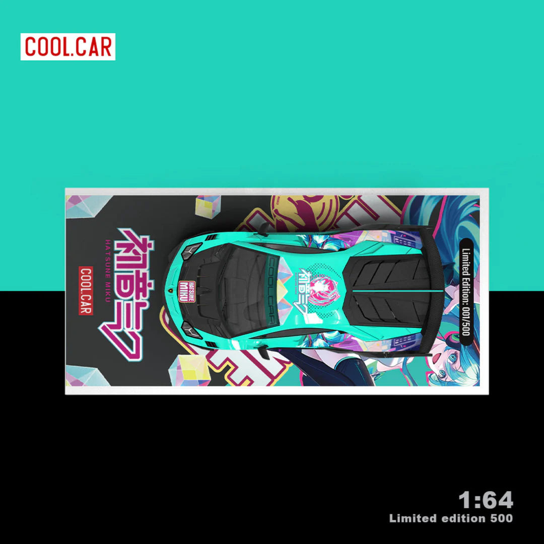 Cool Car 1/64 Lamborghini GT Evo 'Hatsun Miku' Limited Edition 446/500 With Mini Figure & Acrylic Case