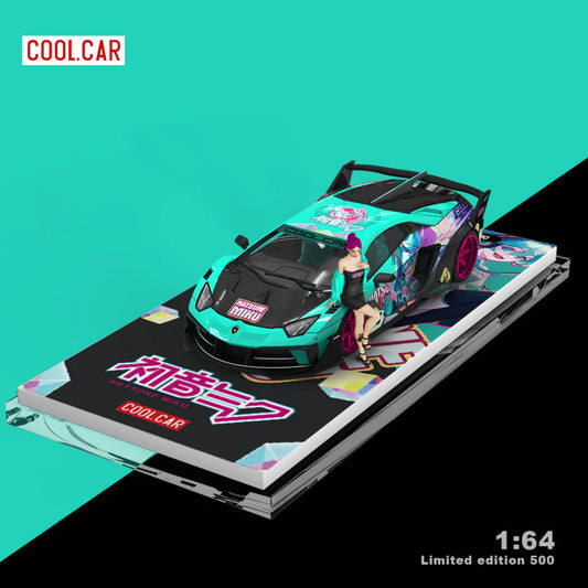 Cool Car 1/64 Lamborghini GT Evo 'Hatsun Miku' Limited Edition 446/500 With Mini Figure & Acrylic Case