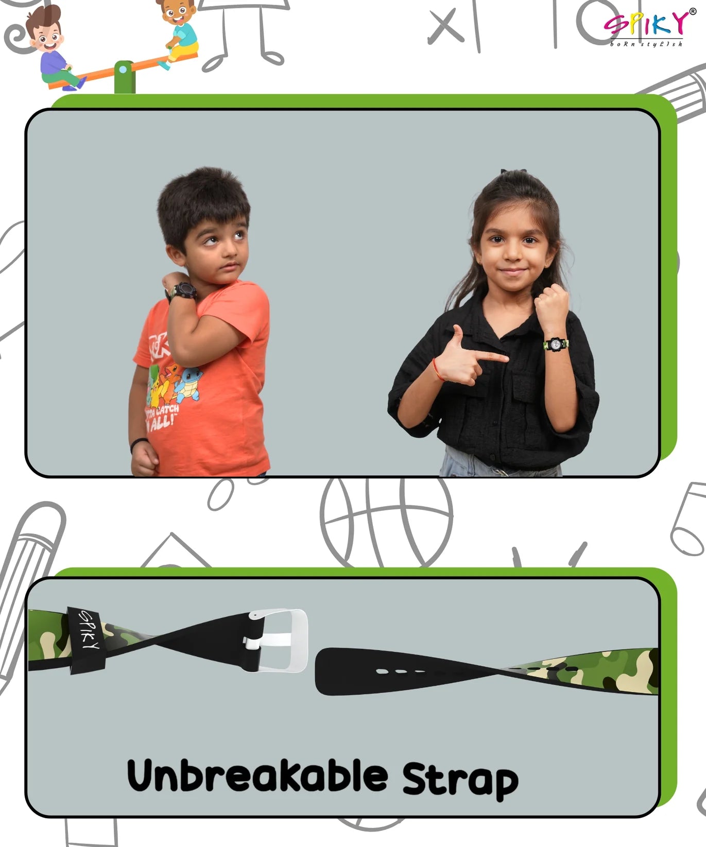 Spiky Multi-functional Digital Sports Watch -- EVA41_C1_BLK