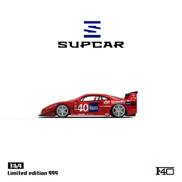 Supcar 1/64 Ferrari F40 Art Sport Racing Red #40 Limited Edition 539/999 With Acrylic Case And Polishing Cloth