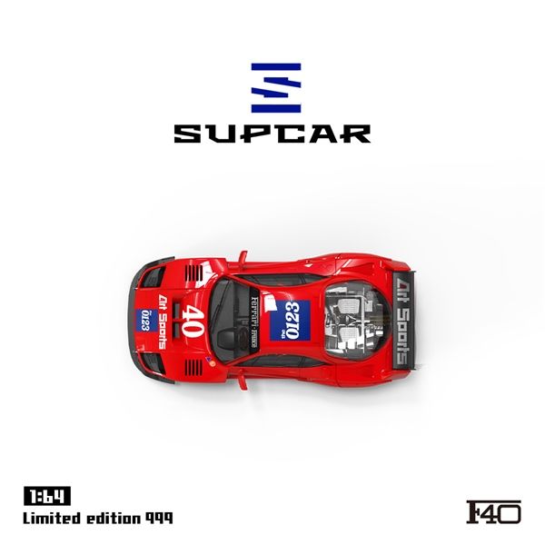 Supcar 1/64 Ferrari F40 Art Sport Racing Red #40 Limited Edition 539/999 With Acrylic Case And Polishing Cloth