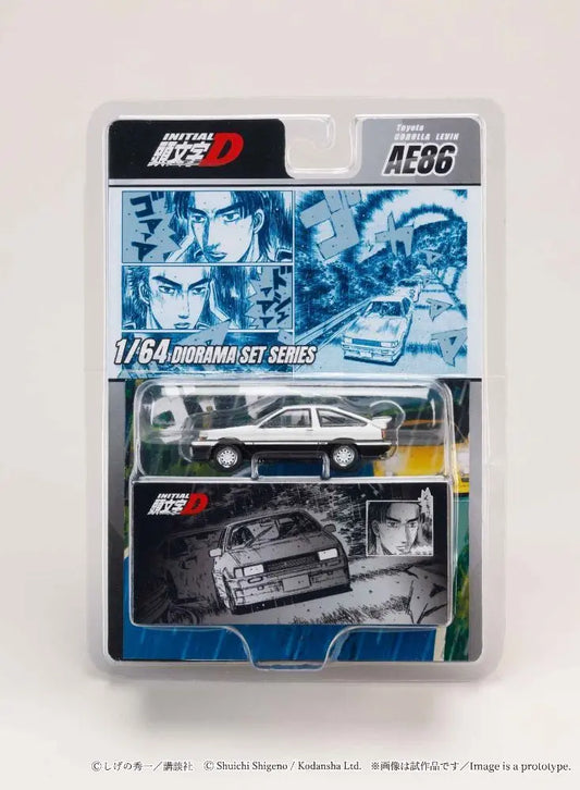 Hobby Japan 1/64 Diorama Set Series Toyota Corolla Levin AE86 "Initial D" Livery Blister Pack
