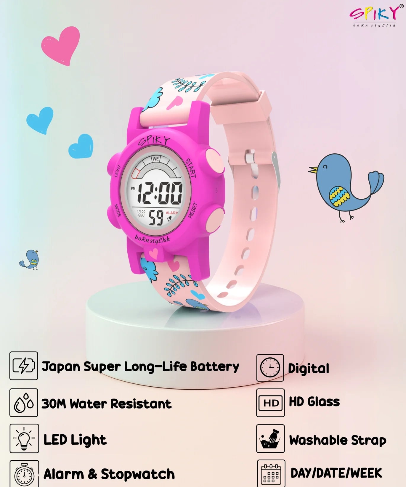 Spiky Multi-functional Digital Sports Watch -- EVA41_C4