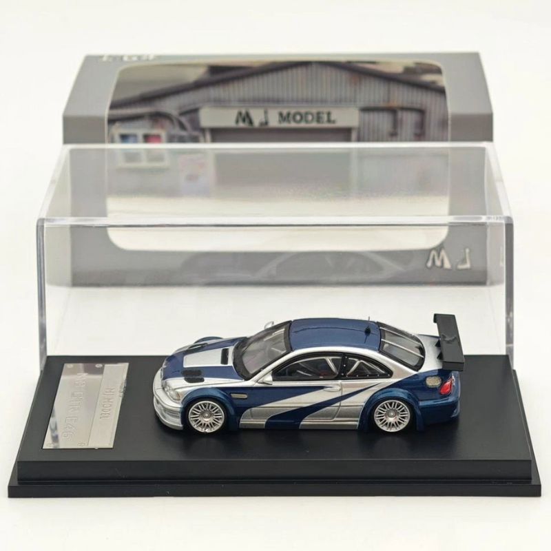 MJ Model 1/64 BMW M3 GTR E46 "Need For Speed Edition" With Acrylic Case
