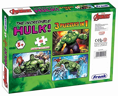 Frank Marvel Avengers Puzzles - The Incredible Hulk! - 48 Pieces 3 in 1 Jigsaw Puzzles for Kids for Age 5 Years Old and Above