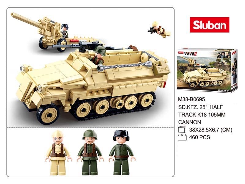 Sluban M38-B0695 WWII WW2 Half Track Armoured Vehicle - 460 Pcs