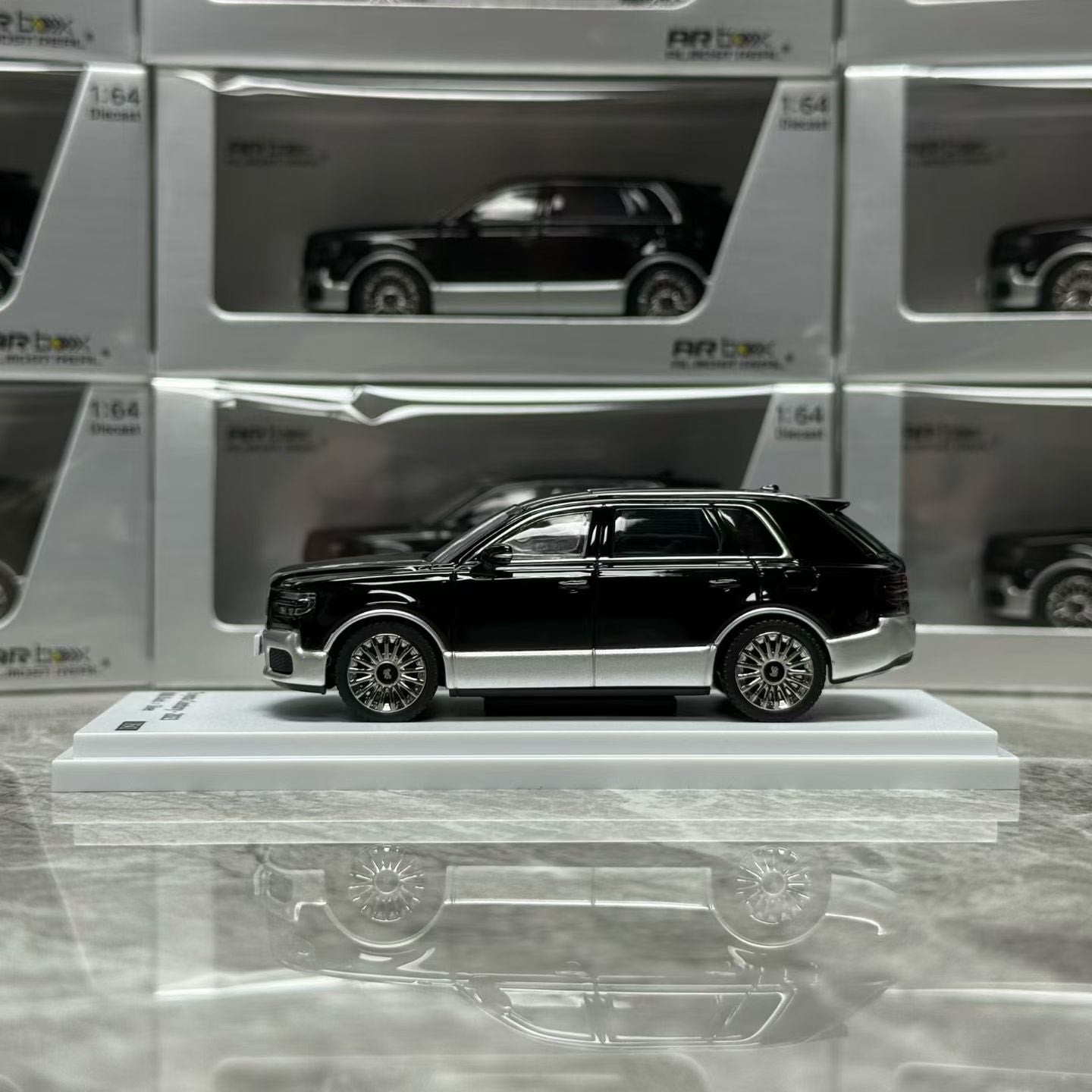 AR Box Almost Real 1/64 Toyota Century - 2023 Black X Silver With Acrylic Case