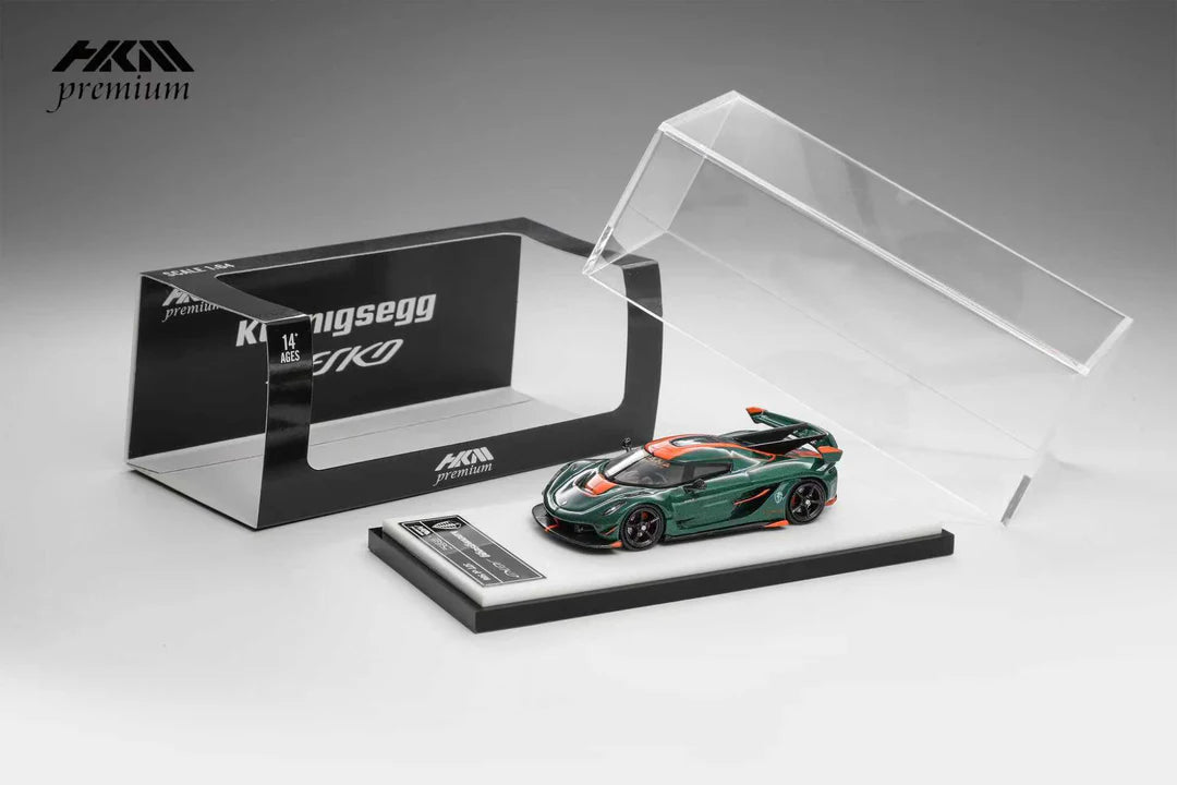 HKM Premium 1/64 Koenigsegg Jesko Attack Carbon Green Limited To 999 Pcs With Acrylic Case