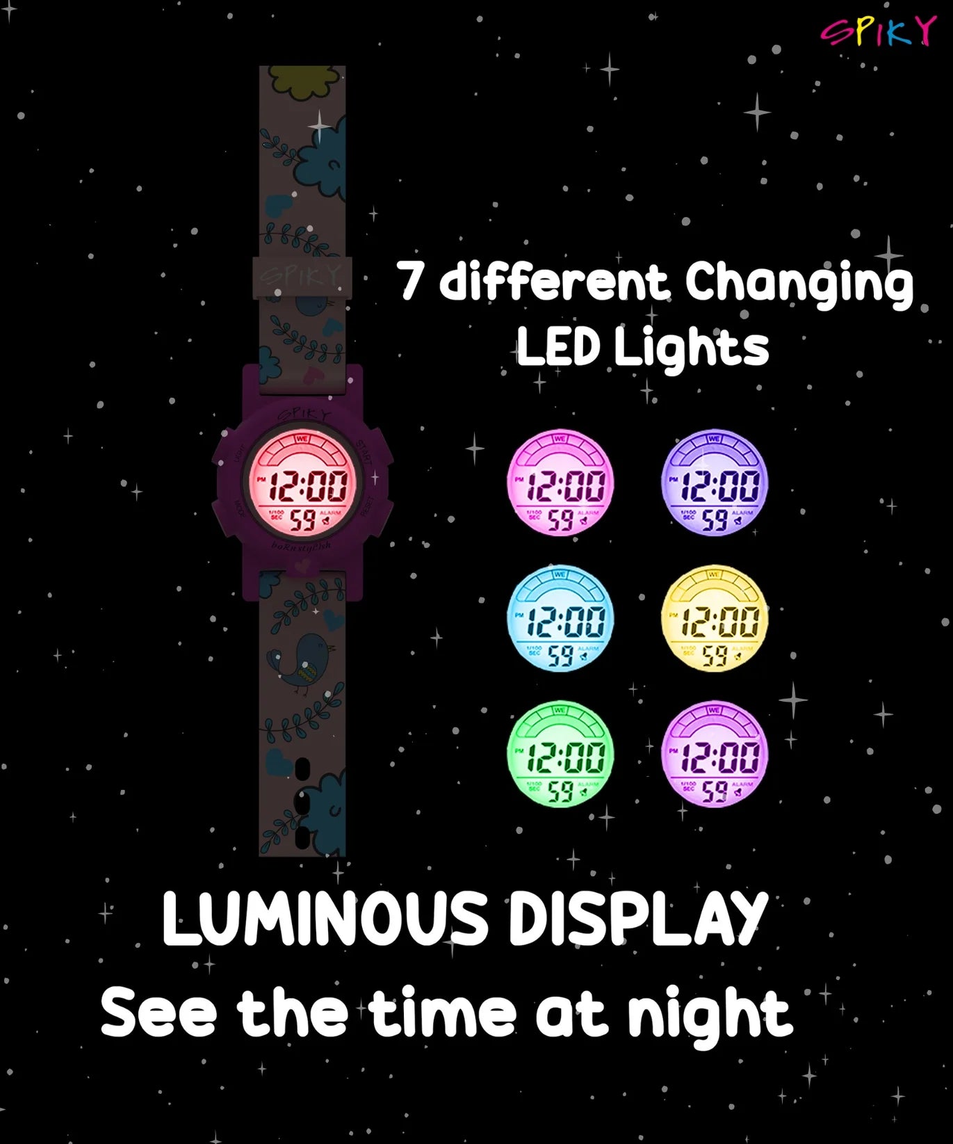 Spiky Multi-functional Digital Sports Watch -- EVA41_C4