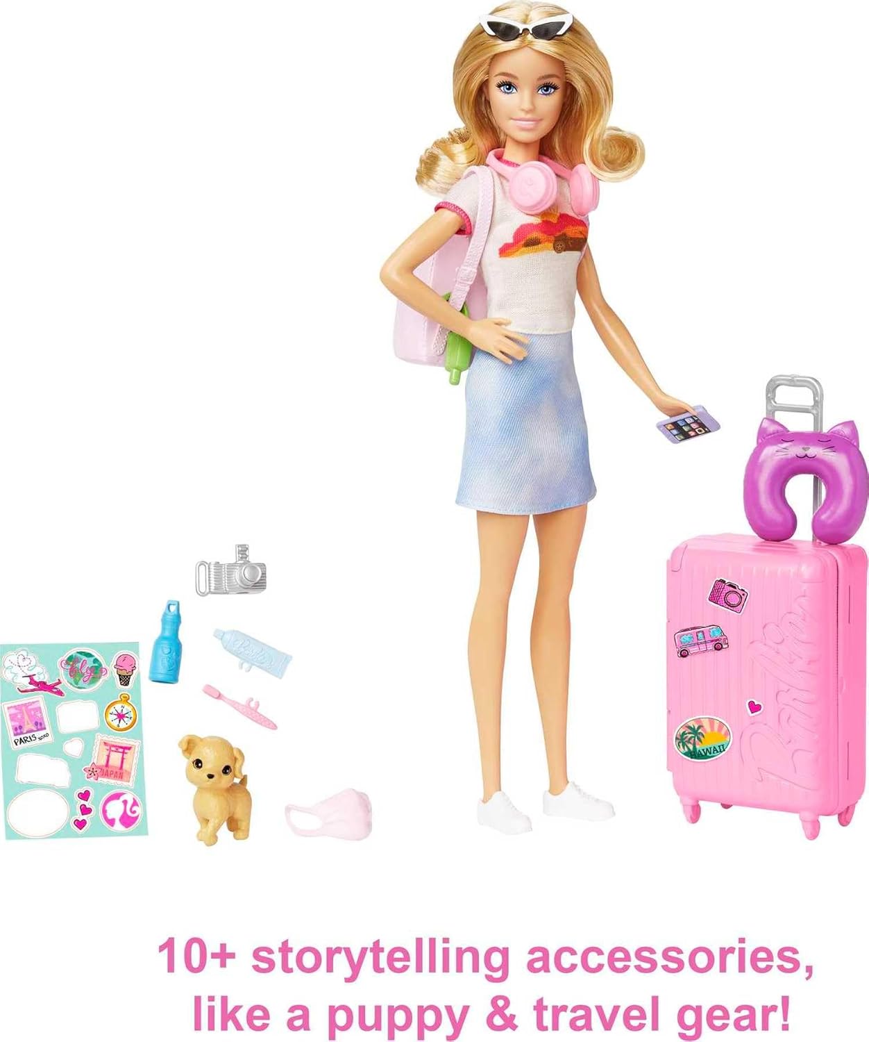 Barbie Doll and Accessories “Malibu” Travel Set with Puppy