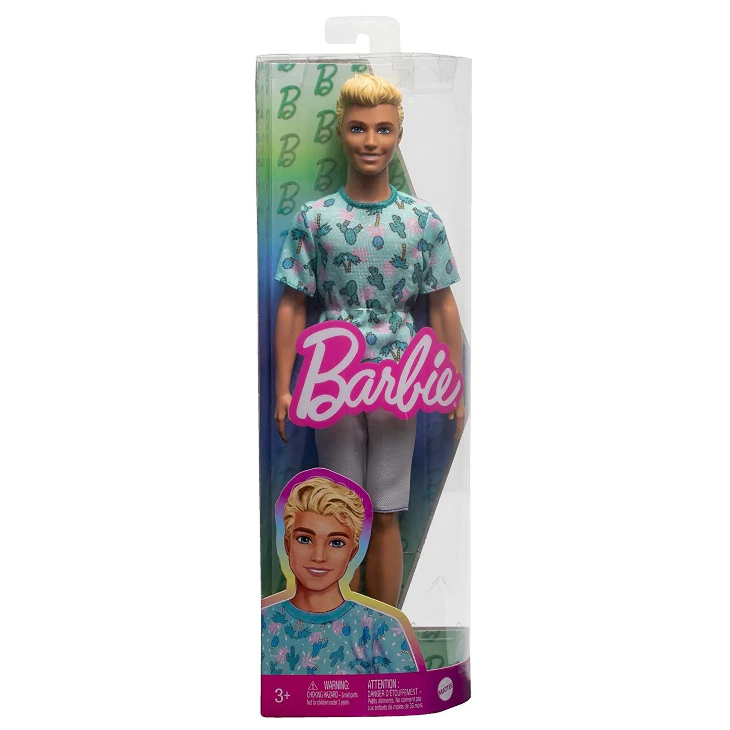 Barbie Ken Fashionistas with Blond Hair Doll Wearing Cactus Tee and White Shorts with Sneakers #211 for Kids Ages 3+