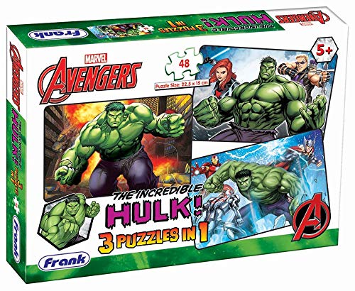 Frank Marvel Avengers Puzzles - The Incredible Hulk! - 48 Pieces 3 in 1 Jigsaw Puzzles for Kids for Age 5 Years Old and Above