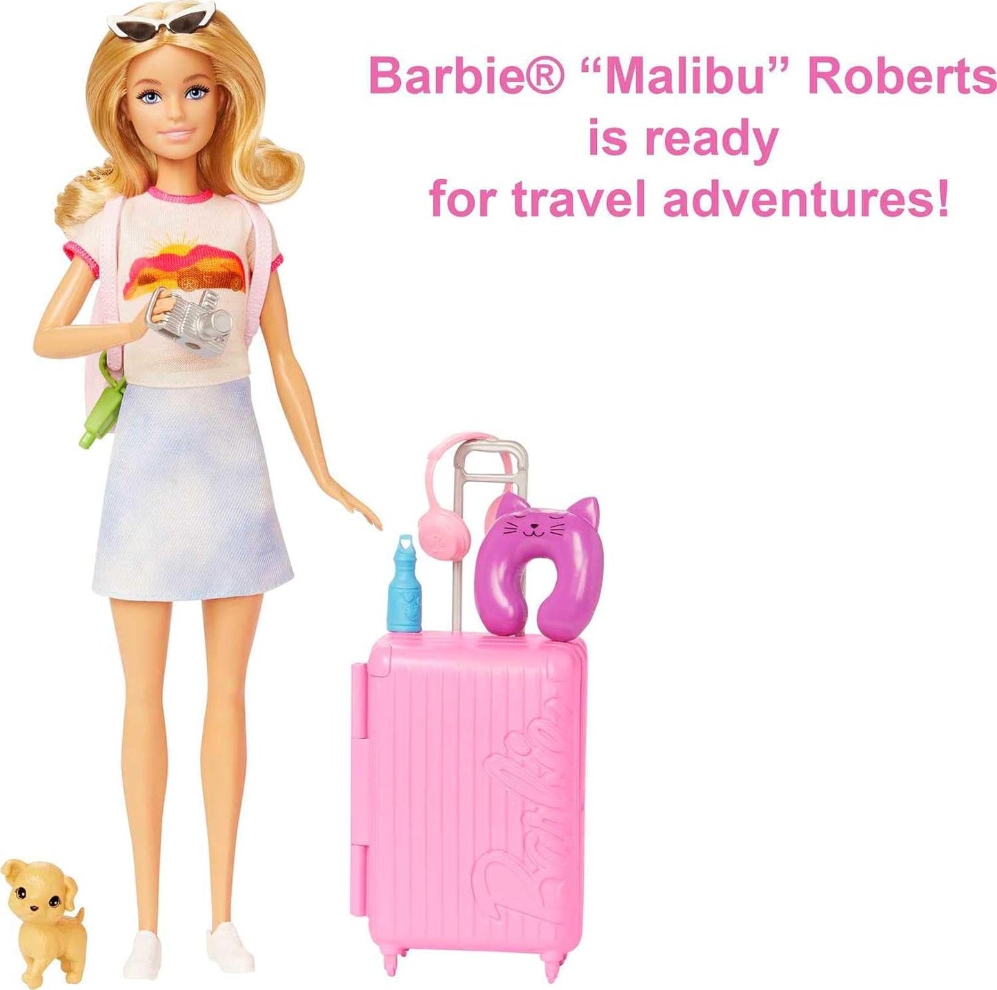 Barbie Doll and Accessories “Malibu” Travel Set with Puppy