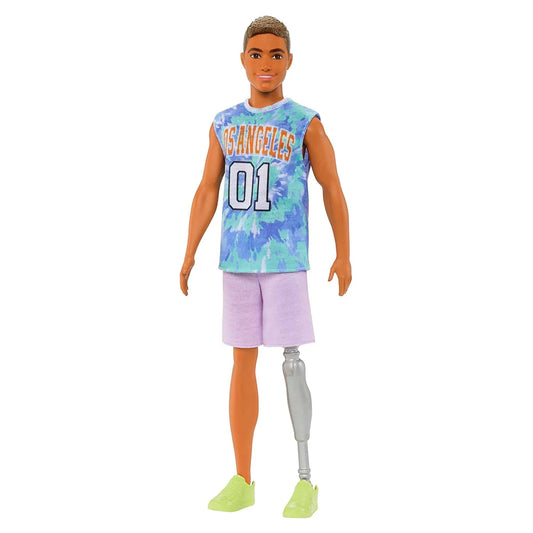 Barbie Ken Fashionistas with Prosthetic Leg Wearing Los Angeles Jersey and Purple Shorts with Sneakers #212 for Kids Ages 3+