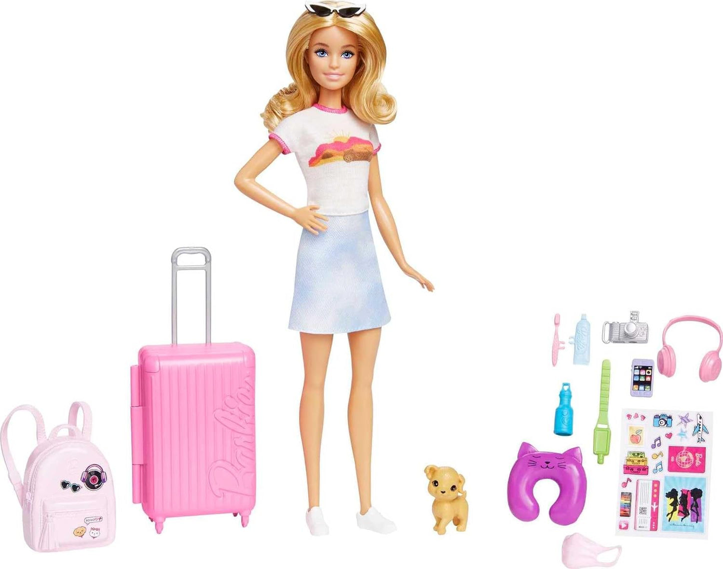 Barbie Doll and Accessories “Malibu” Travel Set with Puppy