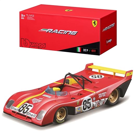 Bburago 1/43 Ferrari Racing 1972 Ferrari 312P With Acrylic Case
