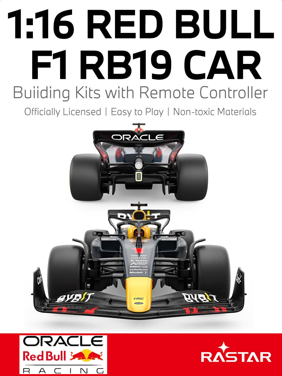 Rastar 1:16 Scale Red Bull RB19 F1 RC Car Building Kits - Officially Licensed Oracle Red Bull Formula 1 RB19