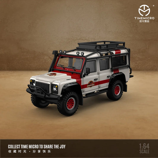Time Micro 1/64 Land Rover Defender Jurassic Park Livery Limited Edition 145/999 With Acrylic Case