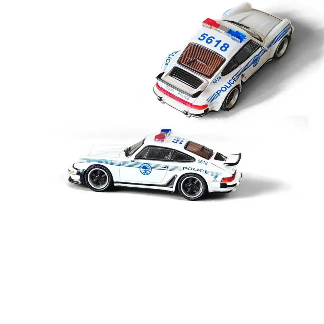 Rhino Model 1/64 Porsche 911 Turbo 930 Miami Police Department 1980 Livery With Acrylic Case