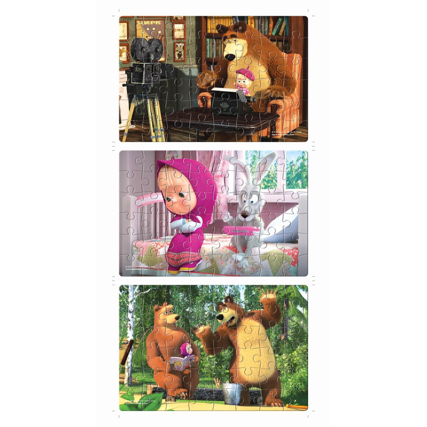 Frank Masha And The Bear Jigsaw Puzzle Set of 3 | 48 Pieces