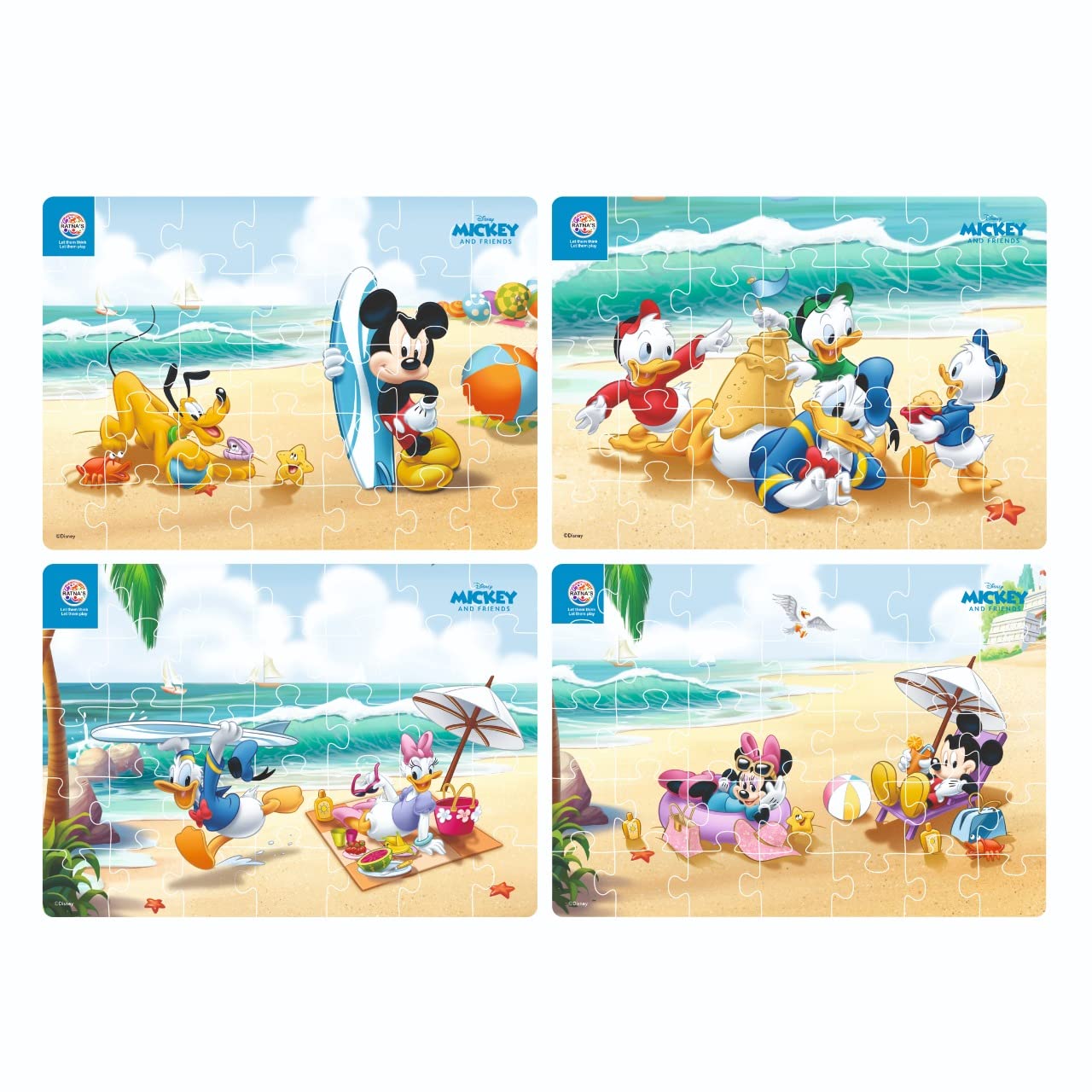 Ratna's 4 in 1 Disney Jigsaw Puzzle 140 Pieces for Kids. 4 Jigsaw Puzzles 35 Pieces Each (Mickey Mouse & Friends)