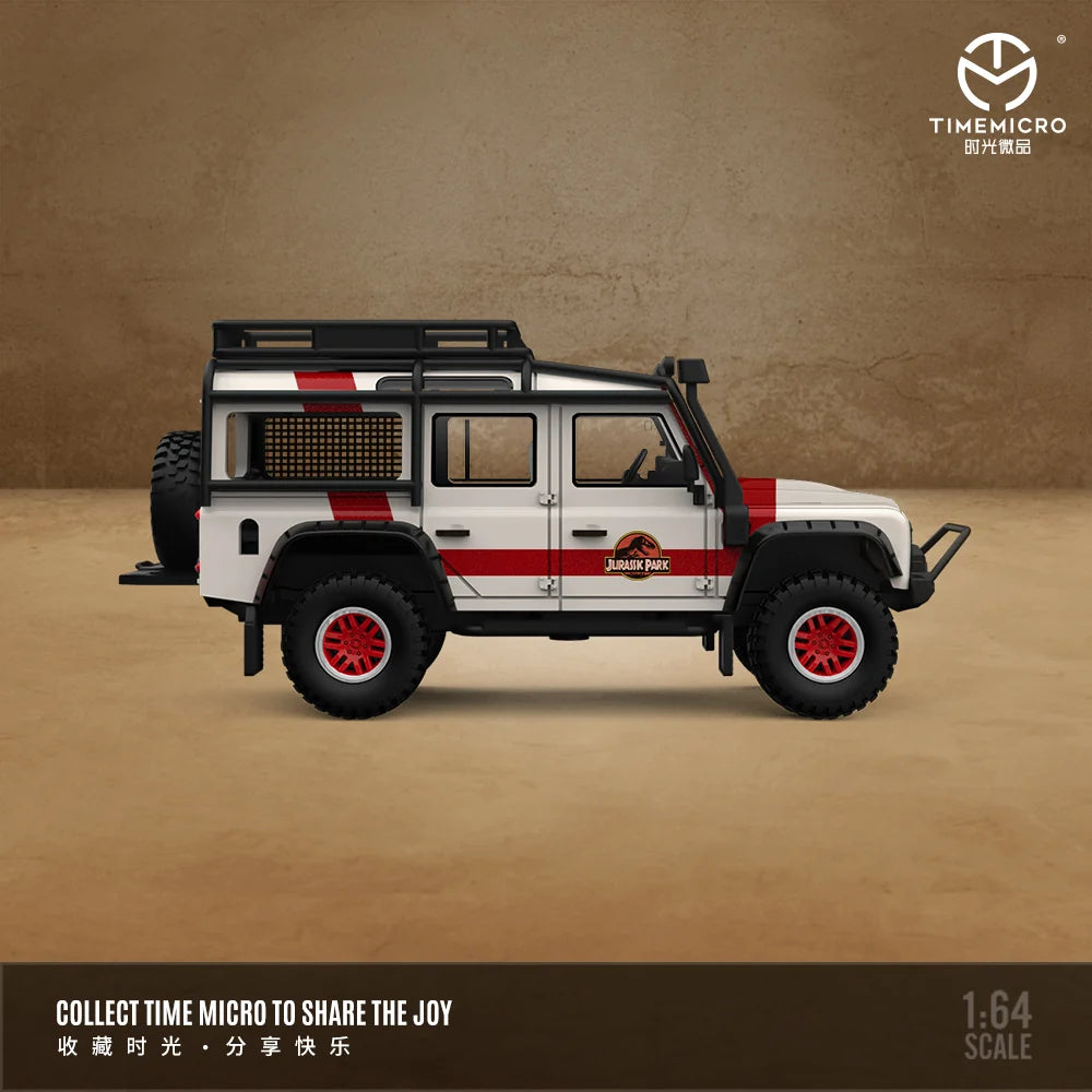Time Micro 1/64 Land Rover Defender Jurassic Park Livery Limited Edition 145/999 With Acrylic Case