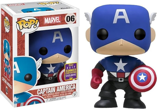 Funko Pop! Marvel : Captain America #06 2017 Summer Convention Exclusive With Soft Protector Case