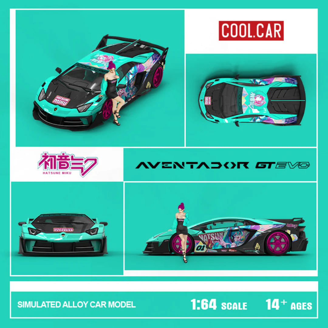 Cool Car 1/64 Lamborghini GT Evo 'Hatsun Miku' Limited Edition 446/500 With Mini Figure & Acrylic Case