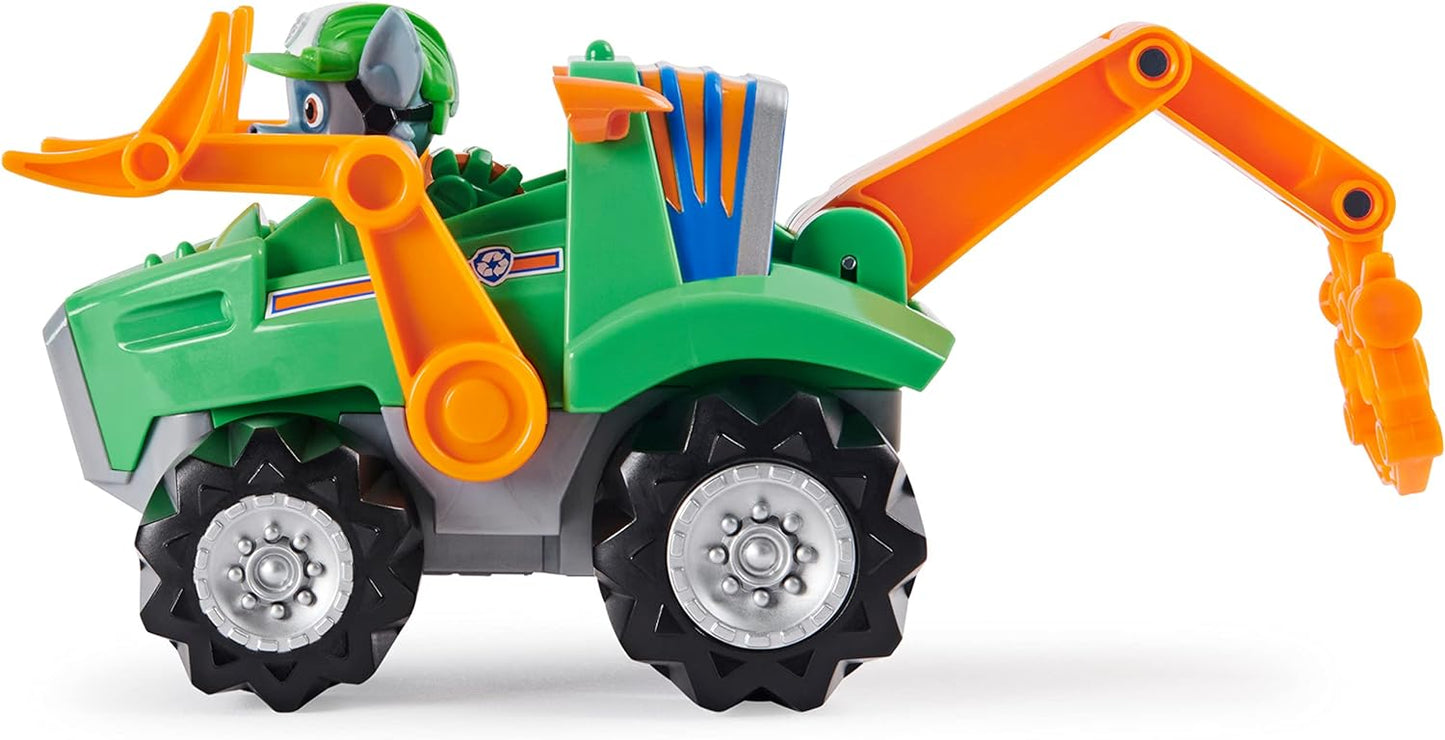 PAW Patrol Dino Rescue Rocky’s Deluxe Rev Up Vehicle with Mystery Dinosaur Figure