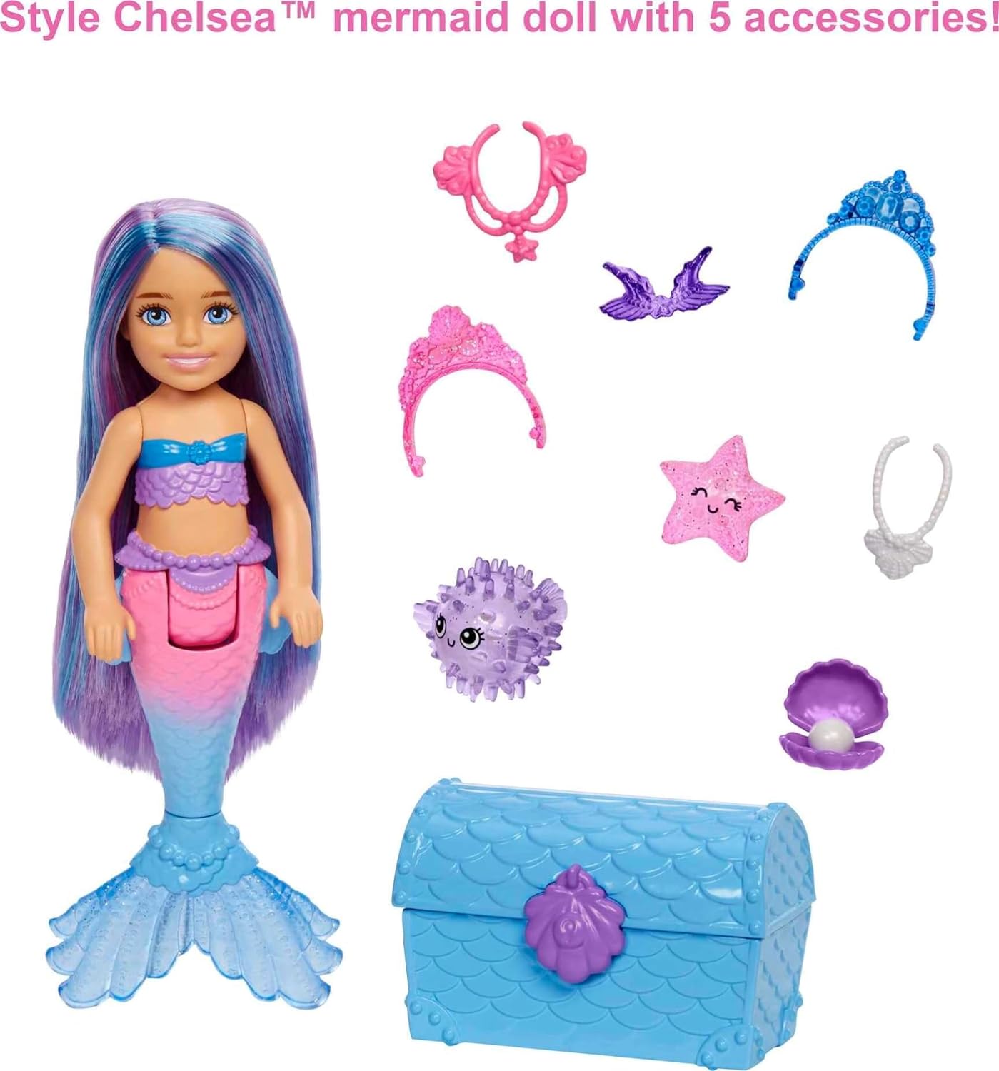 Barbie Mermaid Power Chelsea Mermaid Doll With 2 Pets & Accessories