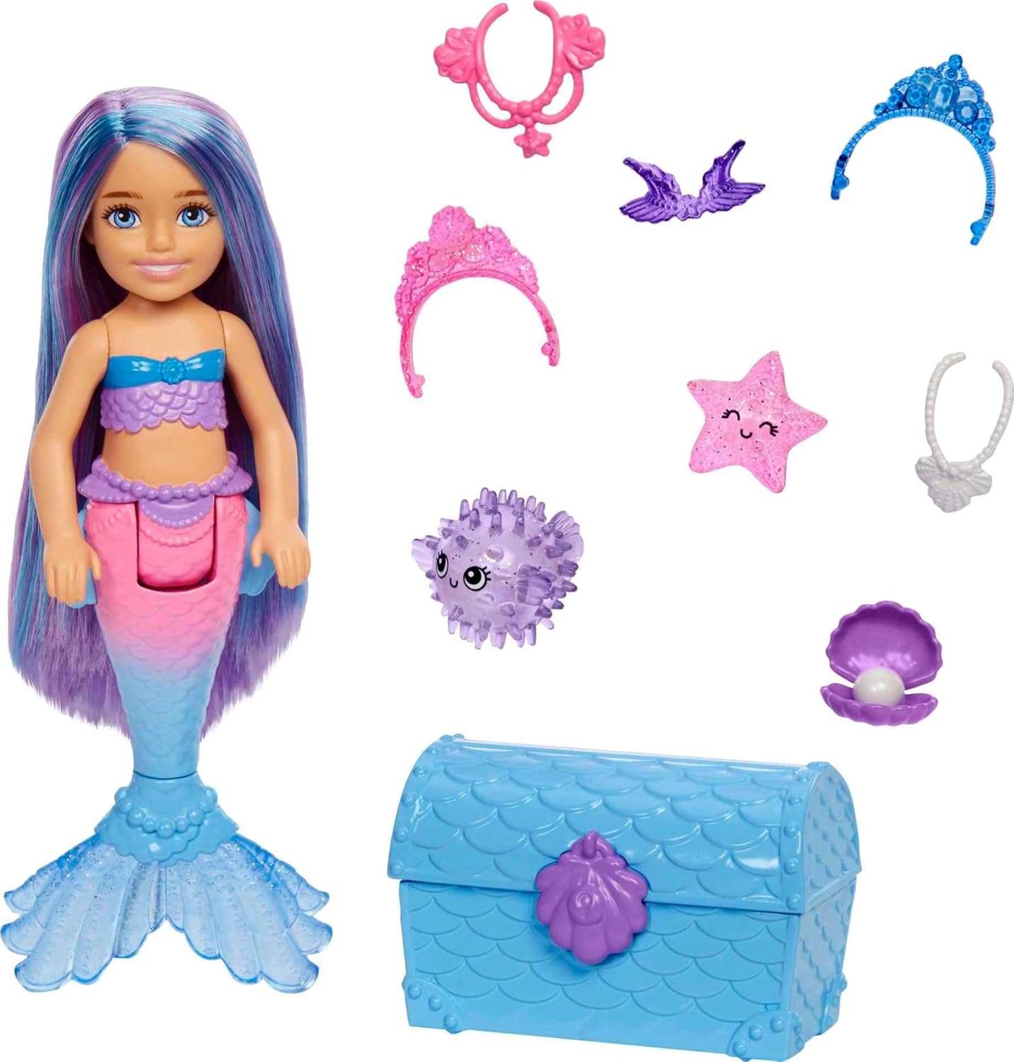 Barbie Mermaid Power Chelsea Mermaid Doll With 2 Pets & Accessories