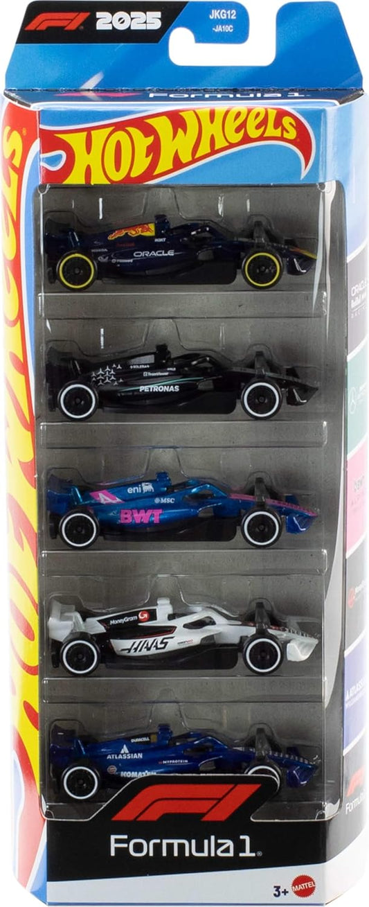 Hot Wheels 1/64 Formula 1 Five-Car Pack With 4 Random Mainlines ( Fantasy's )