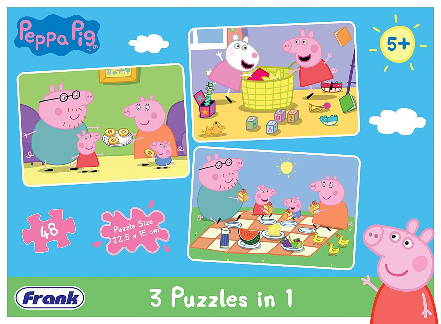 Frank Peppa Pig (48 Pieces) 3 in 1 Jigsaw Puzzle for Kids Above 5+ Years