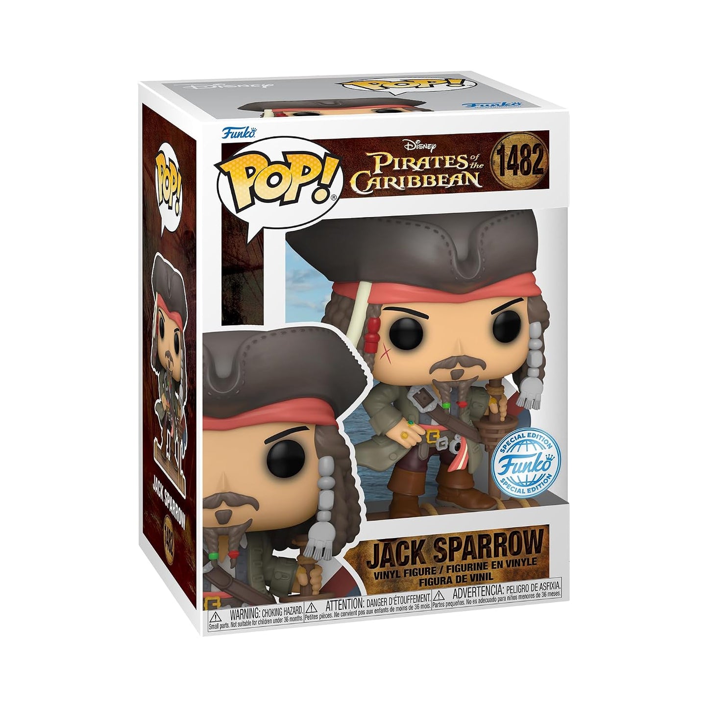 Funko Pop! Disney Pirates Of The Caribbean : Jack Sparrow #1482 With Soft Protector Case
