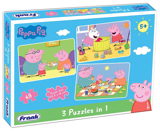 Frank Peppa Pig (48 Pieces) 3 in 1 Jigsaw Puzzle for Kids Above 5+ Years