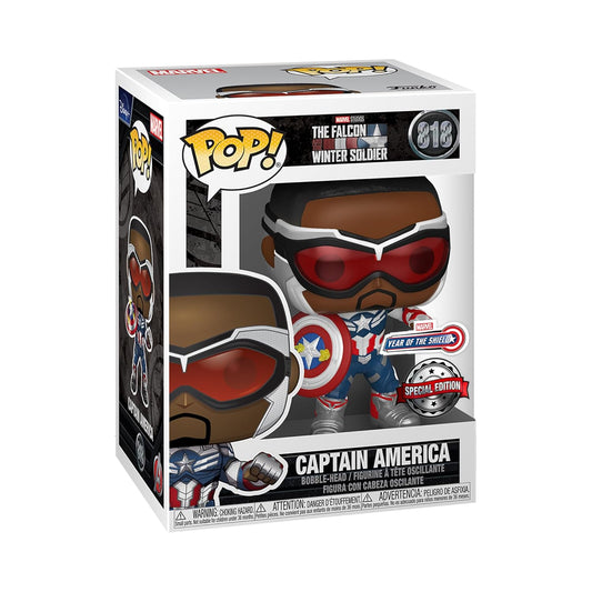 Funko Pop! Marvel Year Of The Shield : The Falcon And The Winter Soldier : Captain America #818 With Soft Protector Case