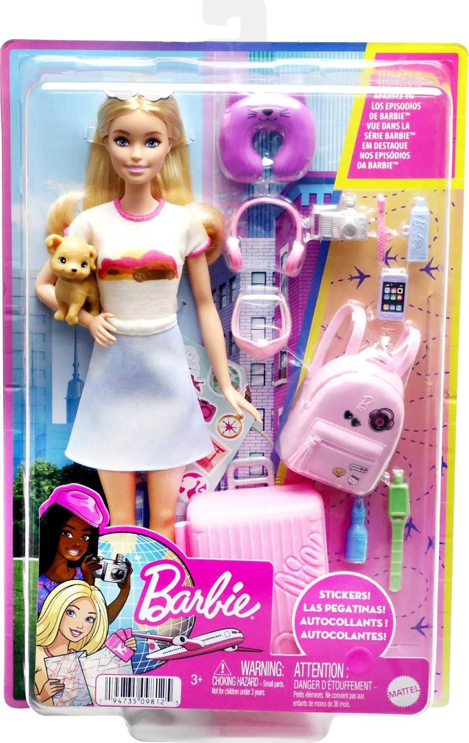 Barbie Doll and Accessories “Malibu” Travel Set with Puppy