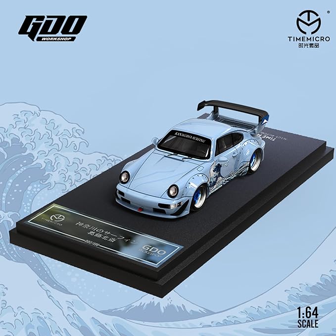 TimeMicro x GDO 1/64 RWB Porsche 964 Kanagawa Surfing  Limited Edition With Acrylic Case