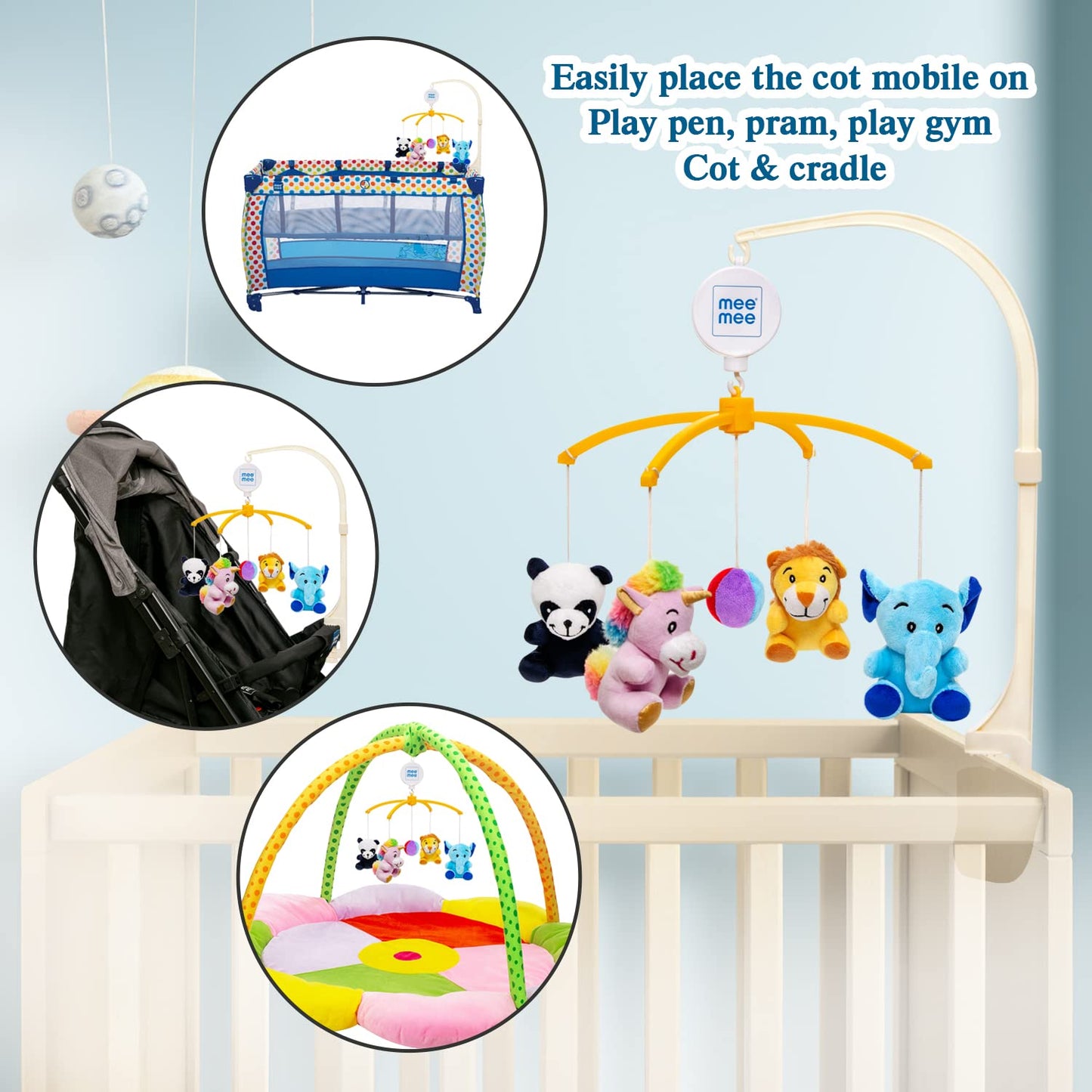 Mee Mee Musical Animal Cot Mobile (4-Toy Safari Theme)