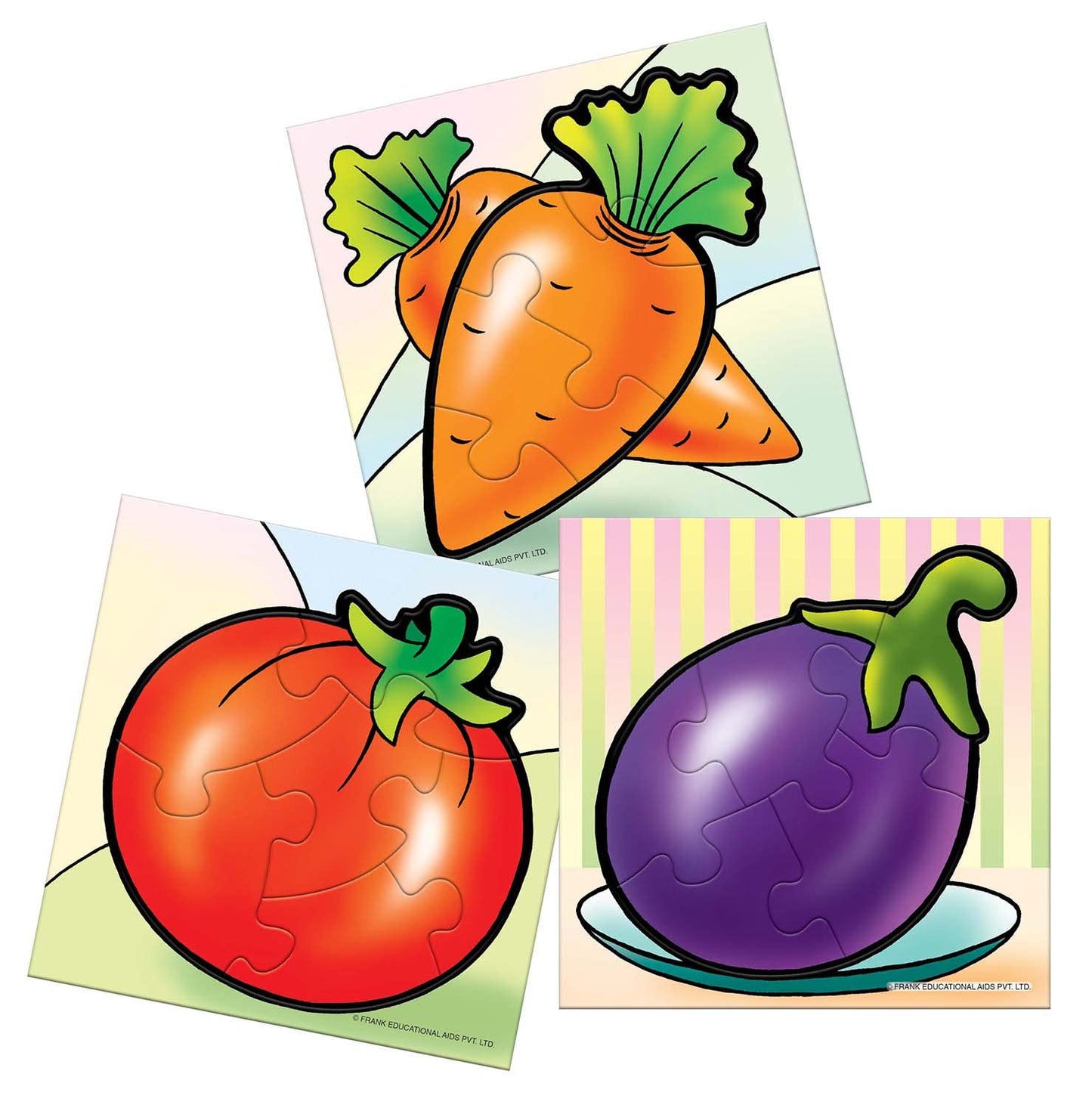 Frank Vegetables - A Set of 3 Jigsaw Puzzle for Kids Above 3+ Years