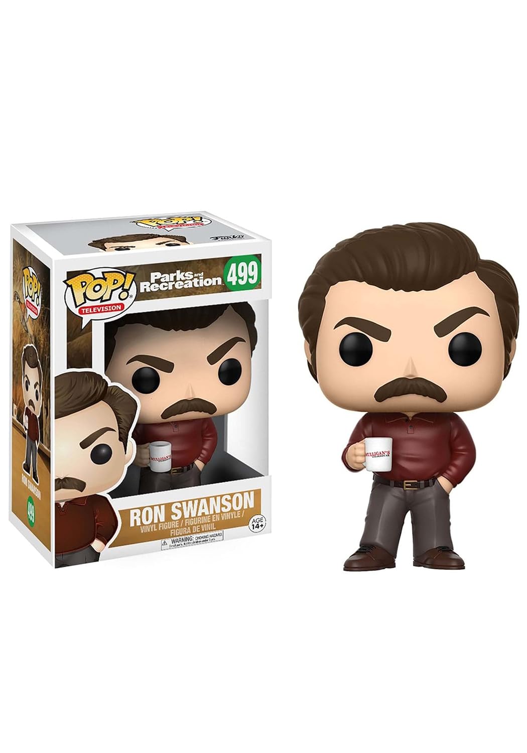 Funko Pop! Parks And Recreation : Ron Swanson # 499 With Soft Protector Case